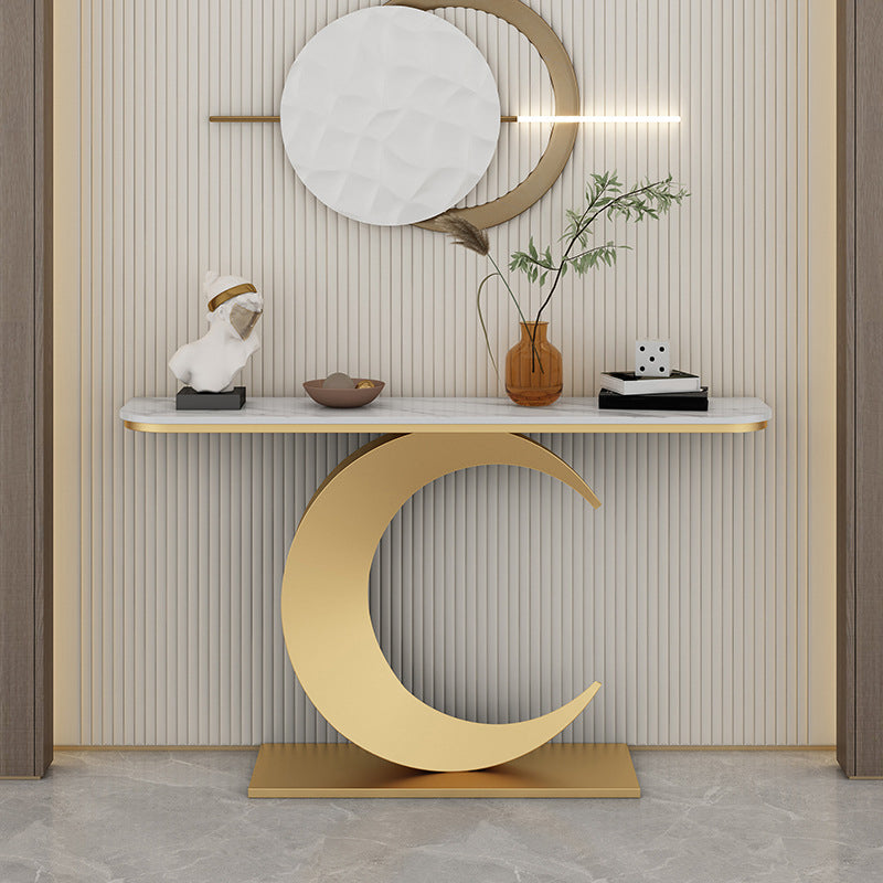 Stone Modern Console Table 31.5" Tall Accent Table with 1 Shelf