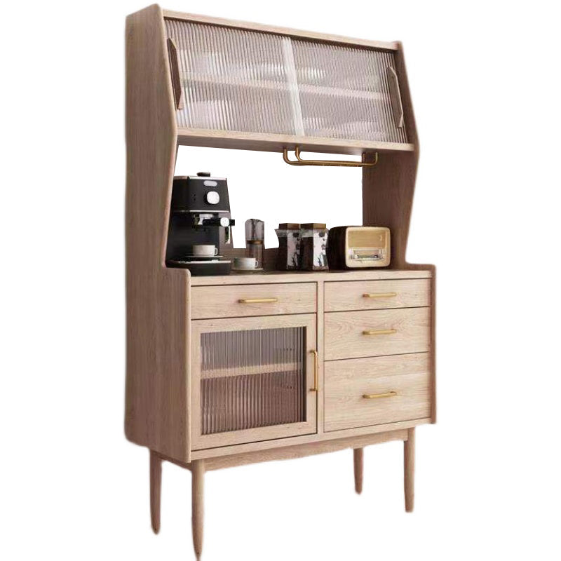 Pine Solid Wood Sideboard Cabinet Adjustable Shelving 4-drawer Server with Glass Door Clearhalo 'buffet_sideboard' 'Buffets & Sideboards' 'furn' 'furn_buffet_sideboard' 'Furniture' 'Kitchen & Dining Furniture' 6300677