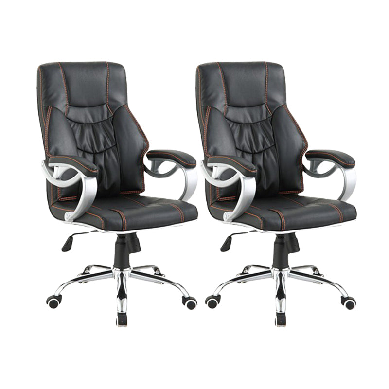 27 Inch Wide Contemporary Desk Chair Black Leather Office Chair 2 Piece Set Clearhalo 'furn' 'furn_office_chair' 'Furniture' 'Office Chairs' 'Office Furniture' 'office_chair' 6300917