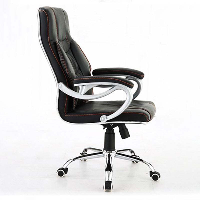 27 Inch Wide Contemporary Desk Chair Black Leather Office Chair Clearhalo 'furn' 'furn_office_chair' 'Furniture' 'Office Chairs' 'Office Furniture' 'office_chair' 6300918