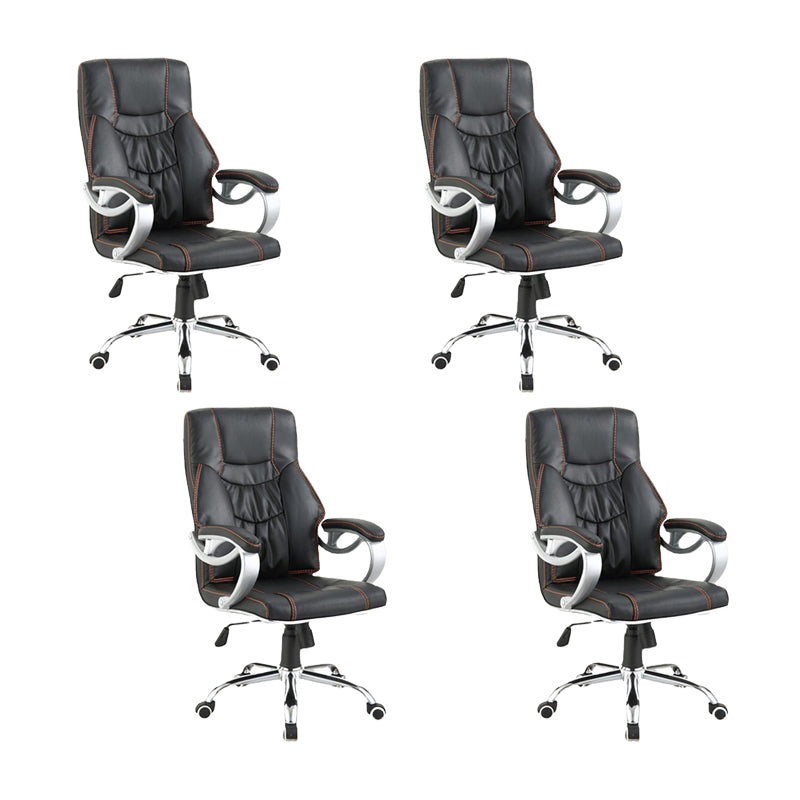 27 Inch Wide Contemporary Desk Chair Black Leather Office Chair 4 Piece Set Clearhalo 'furn' 'furn_office_chair' 'Furniture' 'Office Chairs' 'Office Furniture' 'office_chair' 6300919