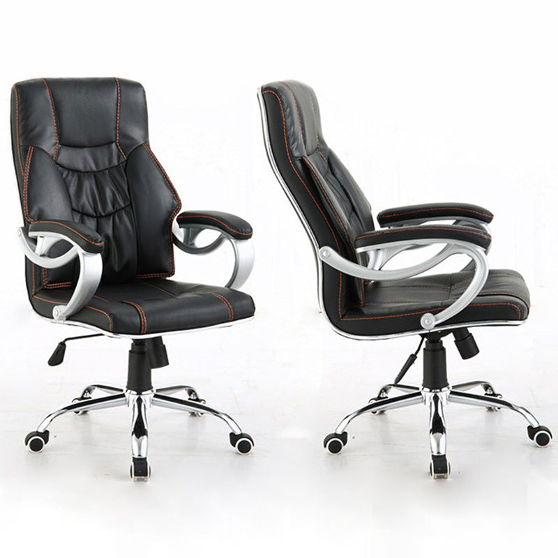27 Inch Wide Contemporary Desk Chair Black Leather Office Chair Clearhalo 'furn' 'furn_office_chair' 'Furniture' 'Office Chairs' 'Office Furniture' 'office_chair' 6300920