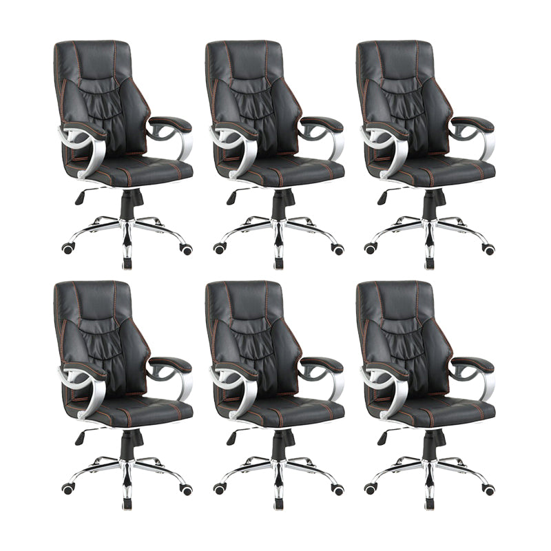 27 Inch Wide Contemporary Desk Chair Black Leather Office Chair 6 Piece Set Clearhalo 'furn' 'furn_office_chair' 'Furniture' 'Office Chairs' 'Office Furniture' 'office_chair' 6300921