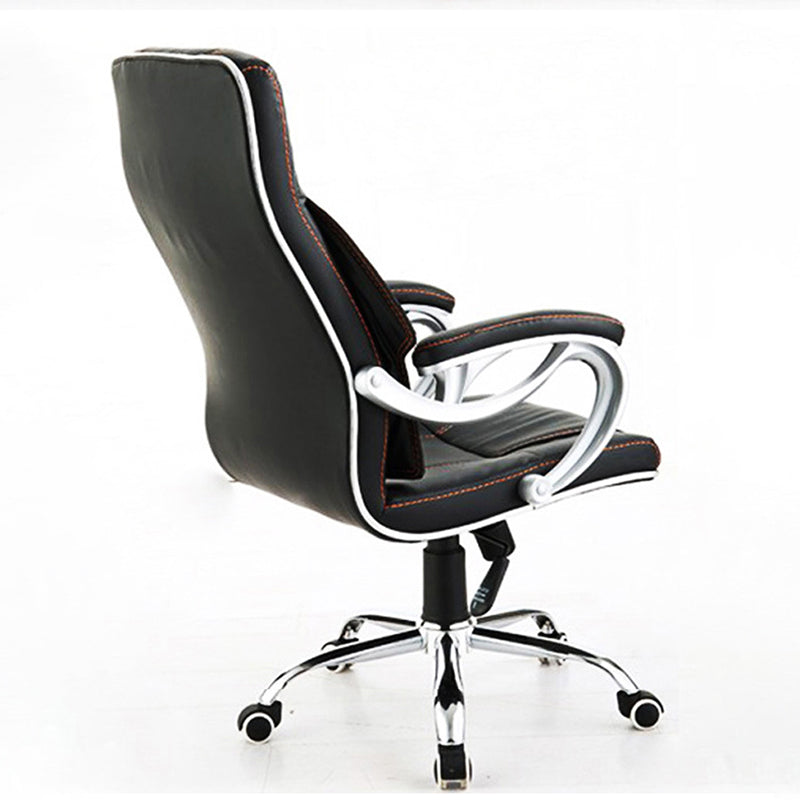 27 Inch Wide Contemporary Desk Chair Black Leather Office Chair Clearhalo 'furn' 'furn_office_chair' 'Furniture' 'Office Chairs' 'Office Furniture' 'office_chair' 6300922