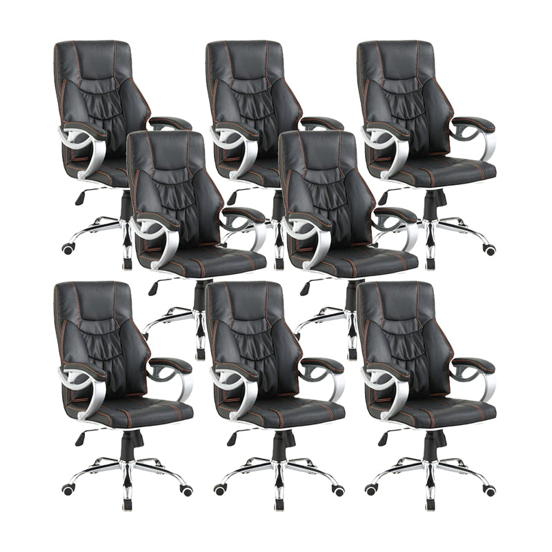 27 Inch Wide Contemporary Desk Chair Black Leather Office Chair 8 Piece Set Clearhalo 'furn' 'furn_office_chair' 'Furniture' 'Office Chairs' 'Office Furniture' 'office_chair' 6300923