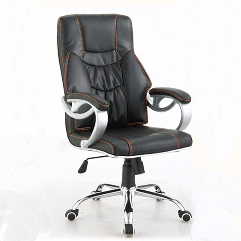 27 Inch Wide Contemporary Desk Chair Black Leather Office Chair Clearhalo 'furn' 'furn_office_chair' 'Furniture' 'Office Chairs' 'Office Furniture' 'office_chair' 6300924