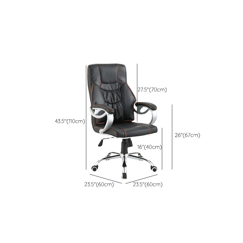 27 Inch Wide Contemporary Desk Chair Black Leather Office Chair Clearhalo 'furn' 'furn_office_chair' 'Furniture' 'Office Chairs' 'Office Furniture' 'office_chair' 6300930