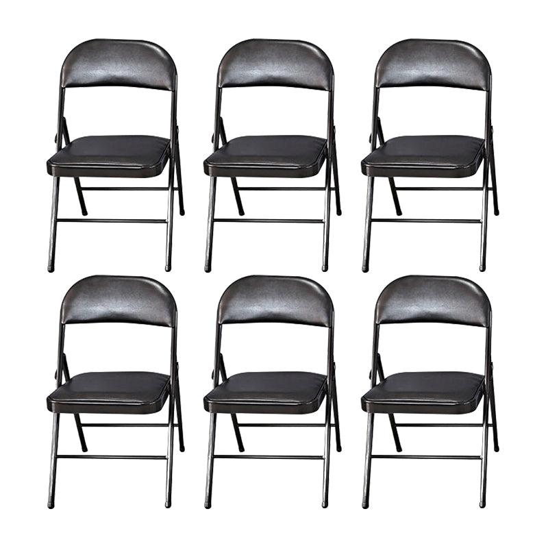 18" Wide Contemporary Desk Chair Armless Leather Office Chair Black 6 Piece Set Clearhalo 'furn' 'furn_office_chair' 'Furniture' 'Office Chairs' 'Office Furniture' 'office_chair' 6300945