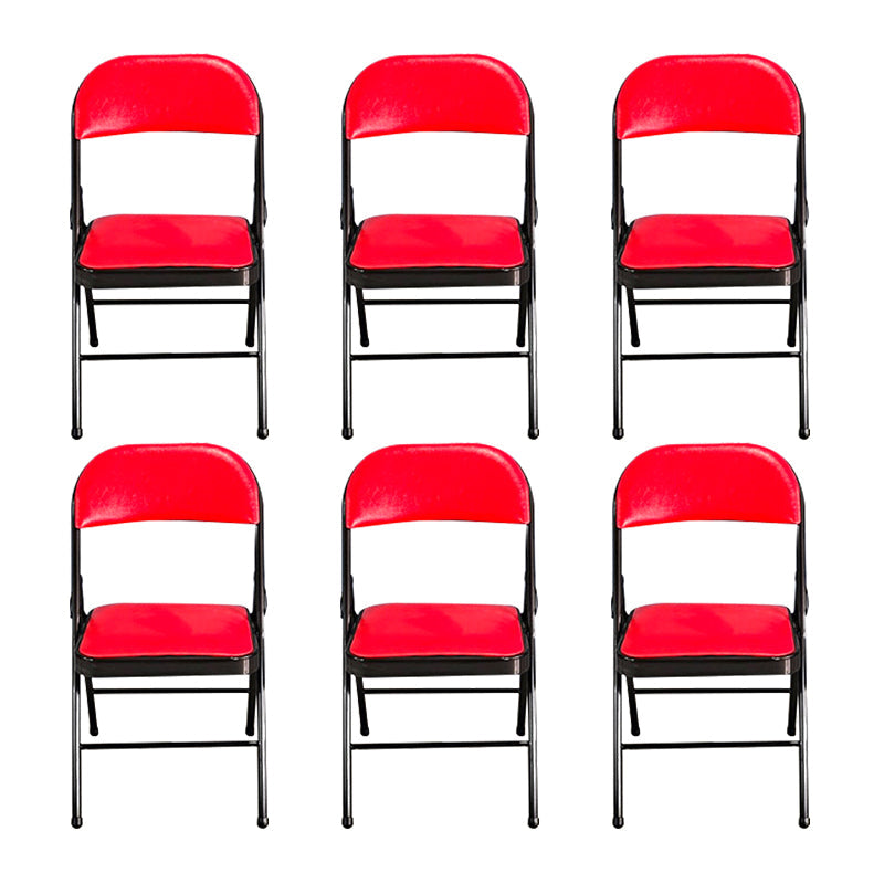 18" Wide Contemporary Desk Chair Armless Leather Office Chair Red 6 Piece Set Clearhalo 'furn' 'furn_office_chair' 'Furniture' 'Office Chairs' 'Office Furniture' 'office_chair' 6300949