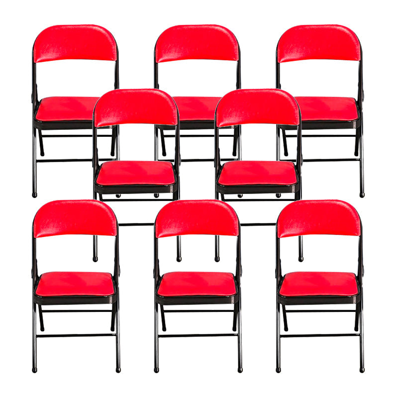 18" Wide Contemporary Desk Chair Armless Leather Office Chair Red 8 Piece Set Clearhalo 'furn' 'furn_office_chair' 'Furniture' 'Office Chairs' 'Office Furniture' 'office_chair' 6300951