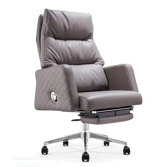 Gray Leather Managers Chair Contemporary Padded Arms Swivel Office Chair Clearhalo 'furn' 'furn_office_chair' 'Furniture' 'Office Chairs' 'Office Furniture' 'office_chair' 6300988