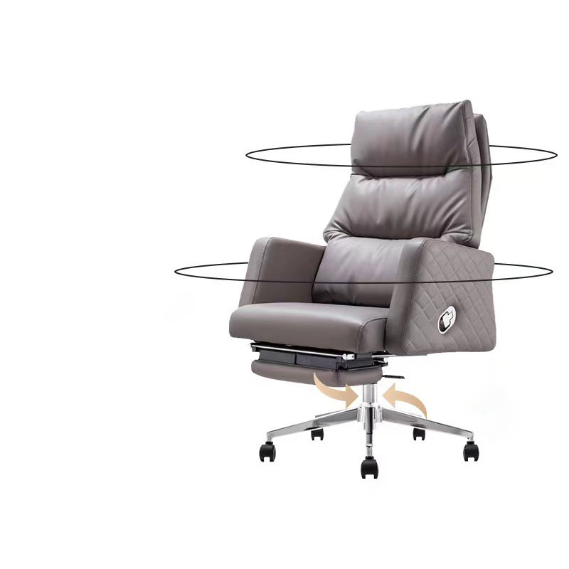 Gray Leather Managers Chair Contemporary Padded Arms Swivel Office Chair Clearhalo 'furn' 'furn_office_chair' 'Furniture' 'Office Chairs' 'Office Furniture' 'office_chair' 6300995