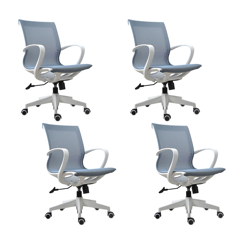 21" Wide Modern Desk Chair Breathable AirGrid Mid-Back Office Chair Blue 4 Piece Set Clearhalo 'furn' 'furn_office_chair' 'Furniture' 'Office Chairs' 'Office Furniture' 'office_chair' 6301001