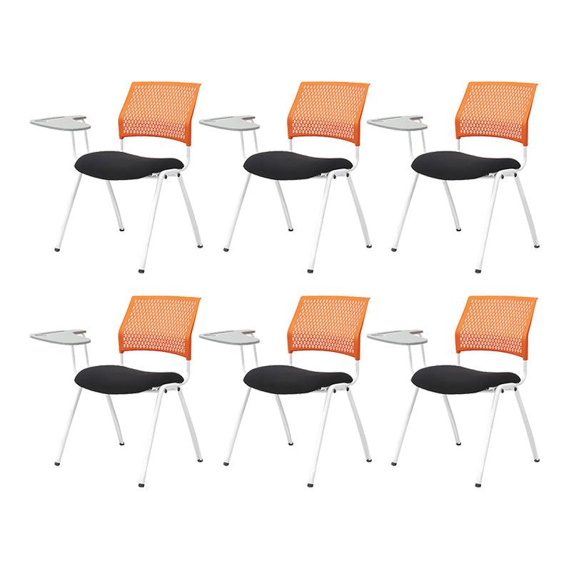 Contemporary Desk Chair Mid-Back No Wheels Armless Office Chair Orange Black 6 Piece Set Clearhalo 'furn' 'furn_office_chair' 'Furniture' 'Office Chairs' 'Office Furniture' 'office_chair' 6301018