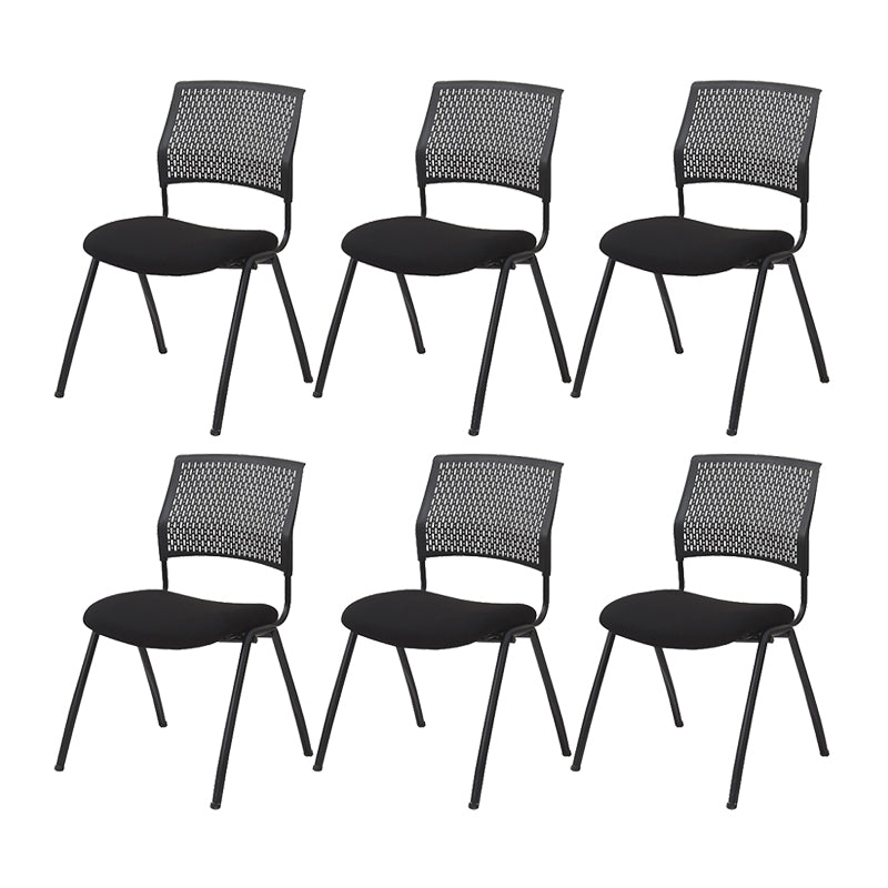 Contemporary Desk Chair Mid-Back No Wheels Armless Office Chair Black 6 Piece Set Clearhalo 'furn' 'furn_office_chair' 'Furniture' 'Office Chairs' 'Office Furniture' 'office_chair' 6301023