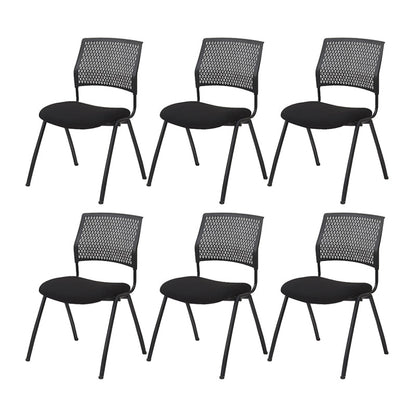 Contemporary Desk Chair Mid-Back No Wheels Armless Office Chair Black 6 Piece Set Clearhalo 'furn' 'furn_office_chair' 'Furniture' 'Office Chairs' 'Office Furniture' 'office_chair' 6301023