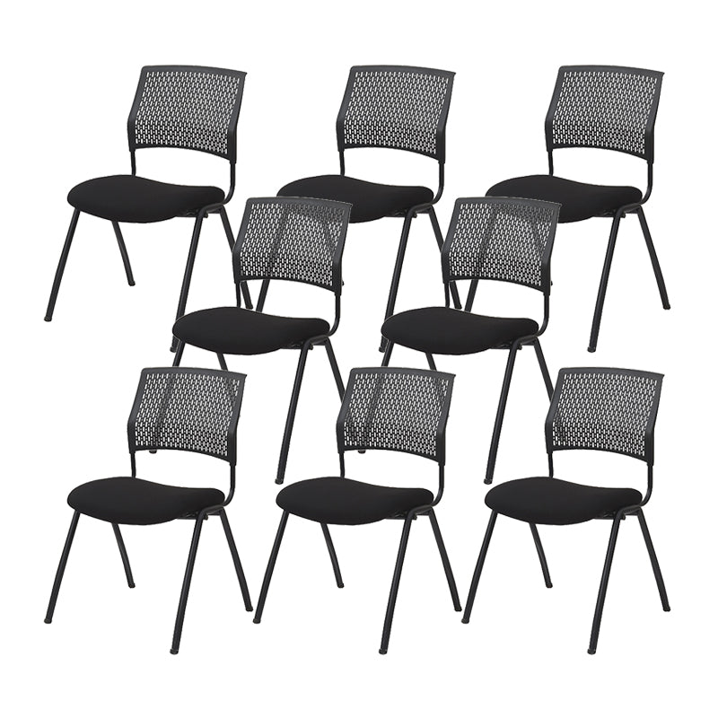 Contemporary Desk Chair Mid-Back No Wheels Armless Office Chair Black 8 Piece Set Clearhalo 'furn' 'furn_office_chair' 'Furniture' 'Office Chairs' 'Office Furniture' 'office_chair' 6301025