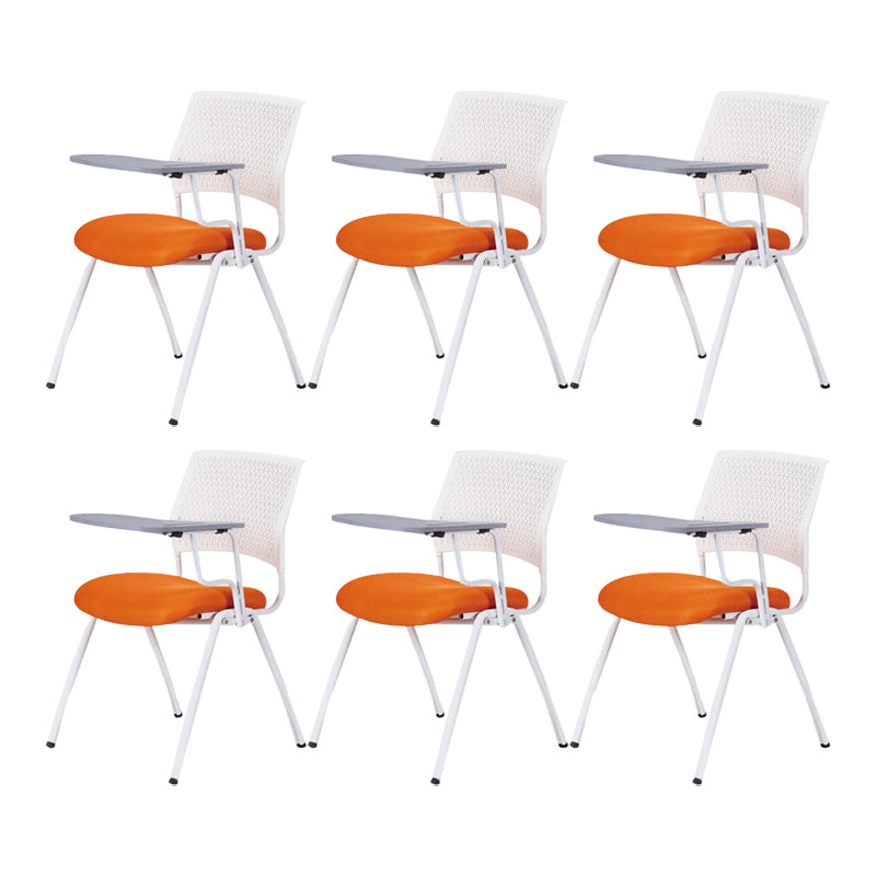 Contemporary Desk Chair Mid-Back No Wheels Armless Office Chair White-Orange 6 Piece Set Clearhalo 'furn' 'furn_office_chair' 'Furniture' 'Office Chairs' 'Office Furniture' 'office_chair' 6301033