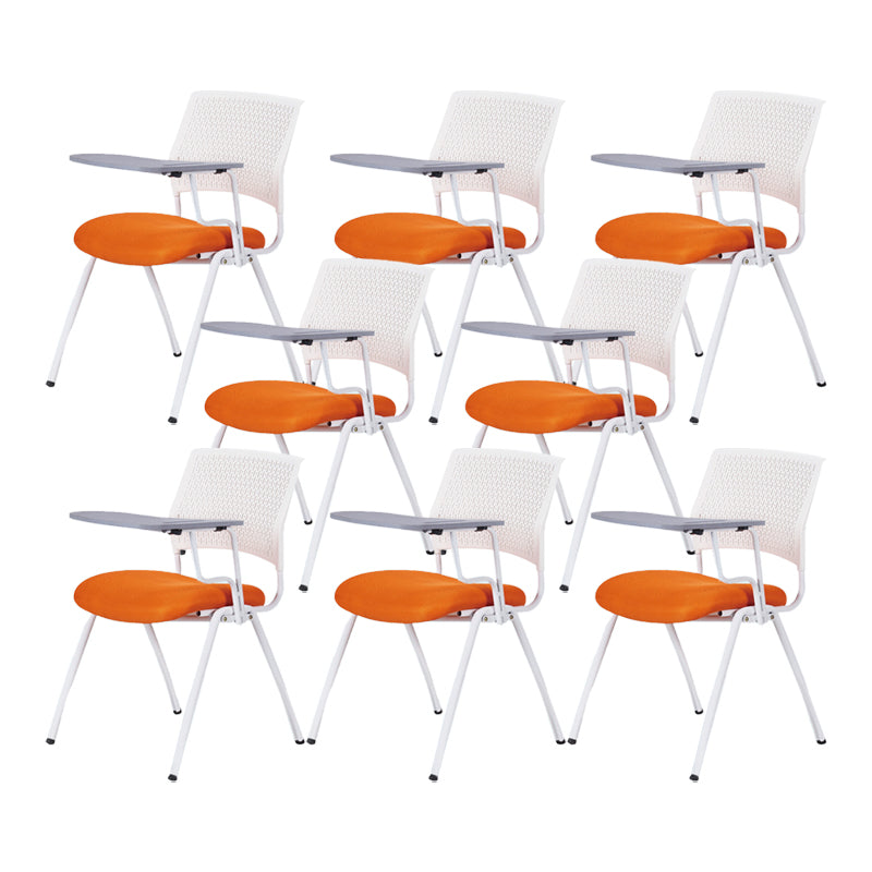 Contemporary Desk Chair Mid-Back No Wheels Armless Office Chair White-Orange 8 Piece Set Clearhalo 'furn' 'furn_office_chair' 'Furniture' 'Office Chairs' 'Office Furniture' 'office_chair' 6301035