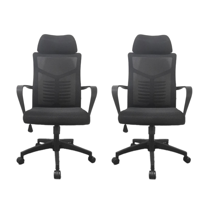 High Back Task Chair Modern Nylon Slide Arms Included Office Chair 2 Piece Set Black Clearhalo 'furn' 'furn_office_chair' 'Furniture' 'Office Chairs' 'Office Furniture' 'office_chair' 6301038