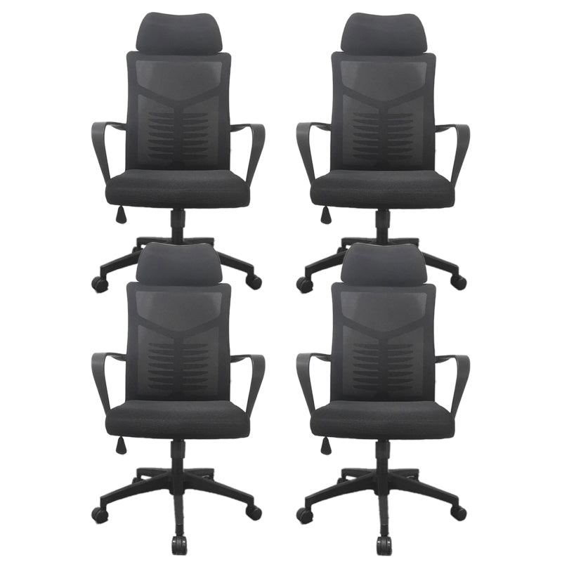 High Back Task Chair Modern Nylon Slide Arms Included Office Chair 4 Piece Set Black Clearhalo 'furn' 'furn_office_chair' 'Furniture' 'Office Chairs' 'Office Furniture' 'office_chair' 6301040