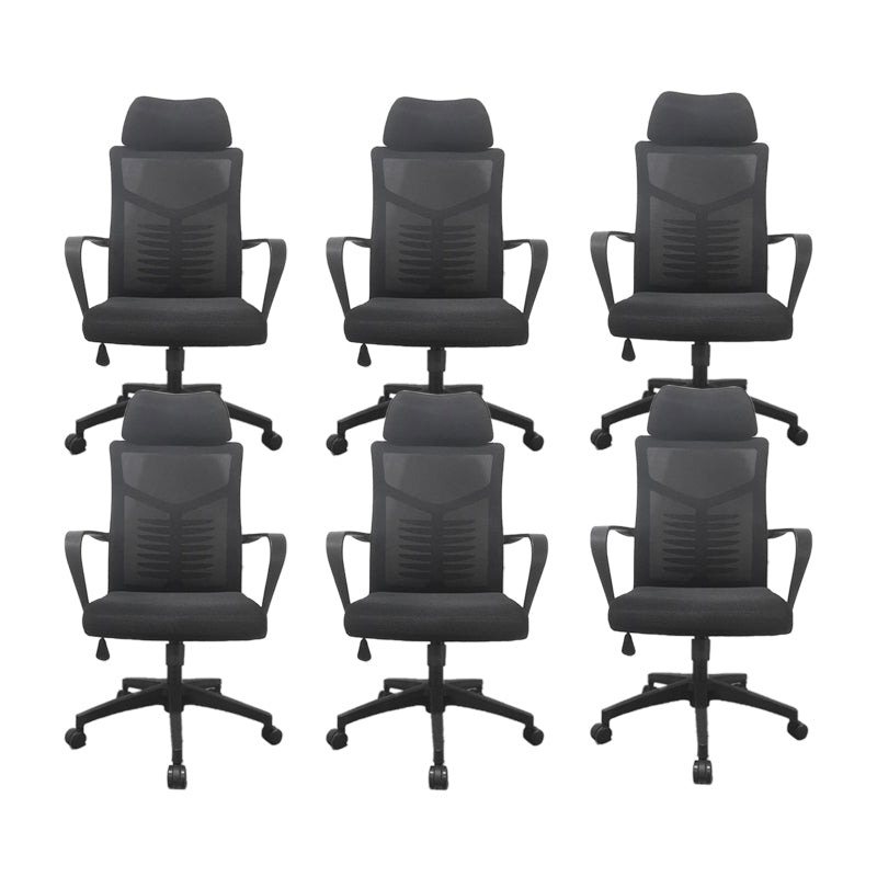 High Back Task Chair Modern Nylon Slide Arms Included Office Chair 6 Piece Set Black Clearhalo 'furn' 'furn_office_chair' 'Furniture' 'Office Chairs' 'Office Furniture' 'office_chair' 6301042