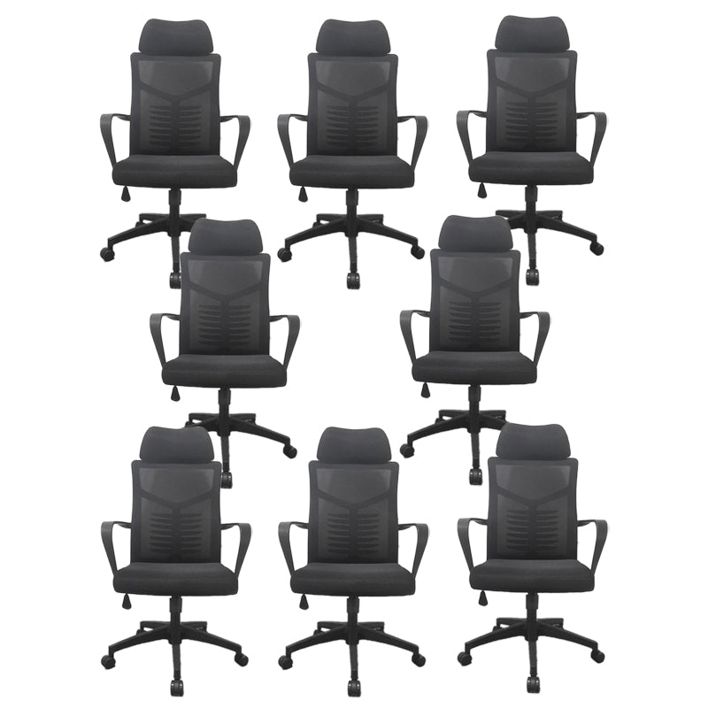 High Back Task Chair Modern Nylon Slide Arms Included Office Chair 8 Piece Set Black Clearhalo 'furn' 'furn_office_chair' 'Furniture' 'Office Chairs' 'Office Furniture' 'office_chair' 6301043