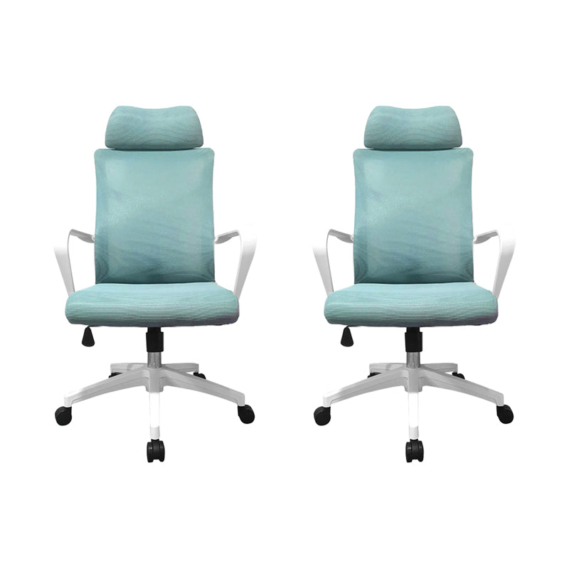 High Back Task Chair Modern Nylon Slide Arms Included Office Chair 2 Piece Set Blue Clearhalo 'furn' 'furn_office_chair' 'Furniture' 'Office Chairs' 'Office Furniture' 'office_chair' 6301045