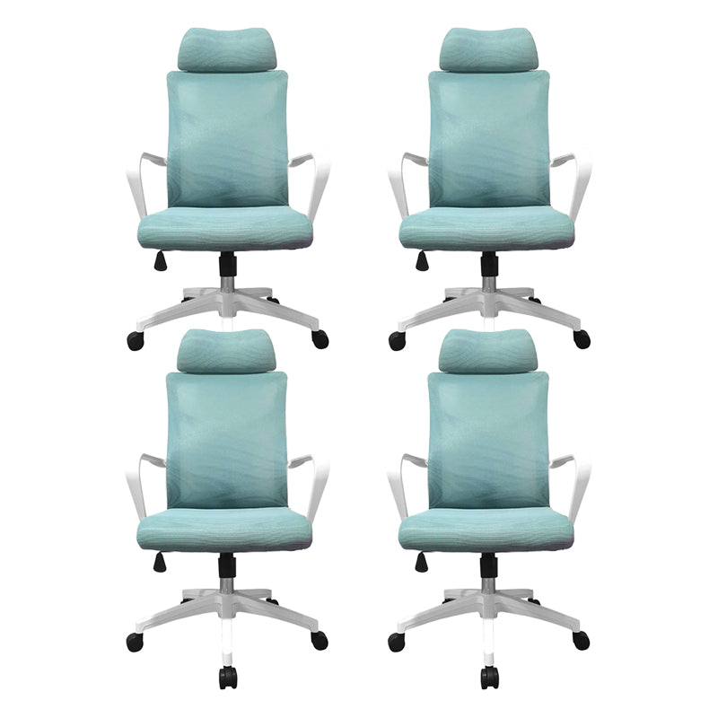High Back Task Chair Modern Nylon Slide Arms Included Office Chair 4 Piece Set Blue Clearhalo 'furn' 'furn_office_chair' 'Furniture' 'Office Chairs' 'Office Furniture' 'office_chair' 6301048