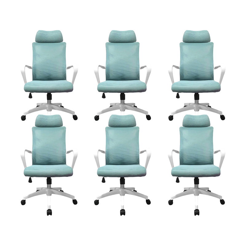 High Back Task Chair Modern Nylon Slide Arms Included Office Chair 6 Piece Set Blue Clearhalo 'furn' 'furn_office_chair' 'Furniture' 'Office Chairs' 'Office Furniture' 'office_chair' 6301050