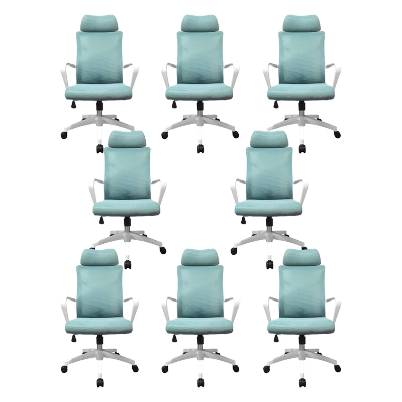 High Back Task Chair Modern Nylon Slide Arms Included Office Chair 8 Piece Set Blue Clearhalo 'furn' 'furn_office_chair' 'Furniture' 'Office Chairs' 'Office Furniture' 'office_chair' 6301051