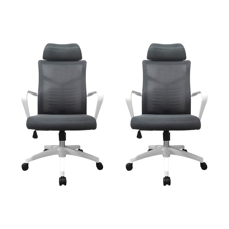 High Back Task Chair Modern Nylon Slide Arms Included Office Chair 2 Piece Set Gray Clearhalo 'furn' 'furn_office_chair' 'Furniture' 'Office Chairs' 'Office Furniture' 'office_chair' 6301053