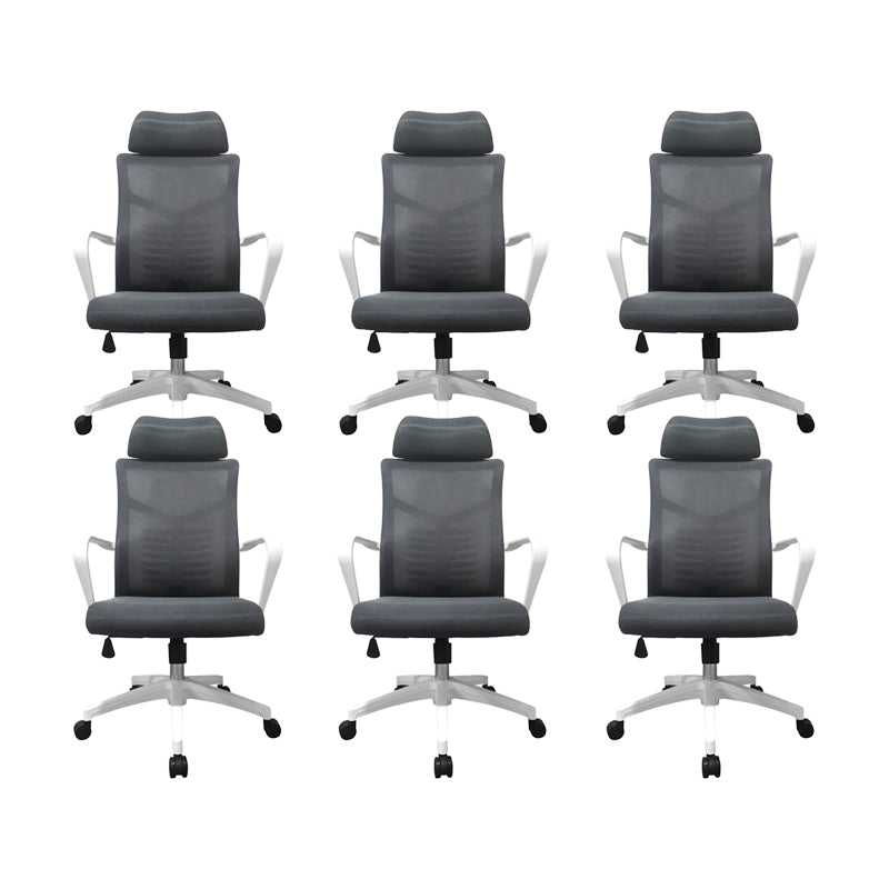 High Back Task Chair Modern Nylon Slide Arms Included Office Chair 6 Piece Set Gray Clearhalo 'furn' 'furn_office_chair' 'Furniture' 'Office Chairs' 'Office Furniture' 'office_chair' 6301057