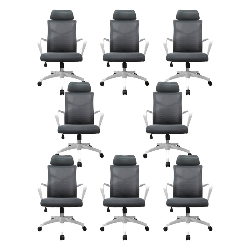 High Back Task Chair Modern Nylon Slide Arms Included Office Chair 8 Piece Set Gray Clearhalo 'furn' 'furn_office_chair' 'Furniture' 'Office Chairs' 'Office Furniture' 'office_chair' 6301059