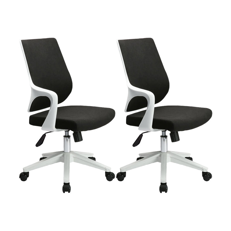 Modern Desk Chair Mesh Computer Chair Mid-Back Conference Chair White-Black 2 Piece Set Clearhalo 'furn' 'furn_office_chair' 'Furniture' 'Office Chairs' 'Office Furniture' 'office_chair' 6301066