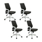 Modern Desk Chair Mesh Computer Chair Mid-Back Conference Chair White-Black 4 Piece Set Clearhalo 'furn' 'furn_office_chair' 'Furniture' 'Office Chairs' 'Office Furniture' 'office_chair' 6301067