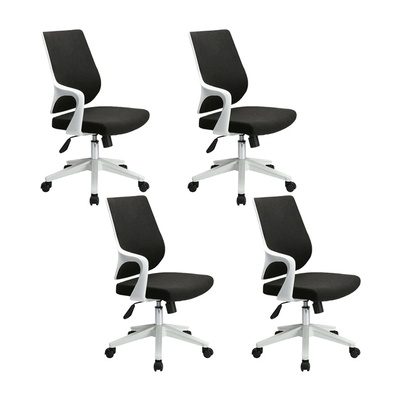 Modern Desk Chair Mesh Computer Chair Mid-Back Conference Chair White-Black 4 Piece Set Clearhalo 'furn' 'furn_office_chair' 'Furniture' 'Office Chairs' 'Office Furniture' 'office_chair' 6301067