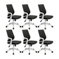 Modern Desk Chair Mesh Computer Chair Mid-Back Conference Chair White-Black 6 Piece Set Clearhalo 'furn' 'furn_office_chair' 'Furniture' 'Office Chairs' 'Office Furniture' 'office_chair' 6301070