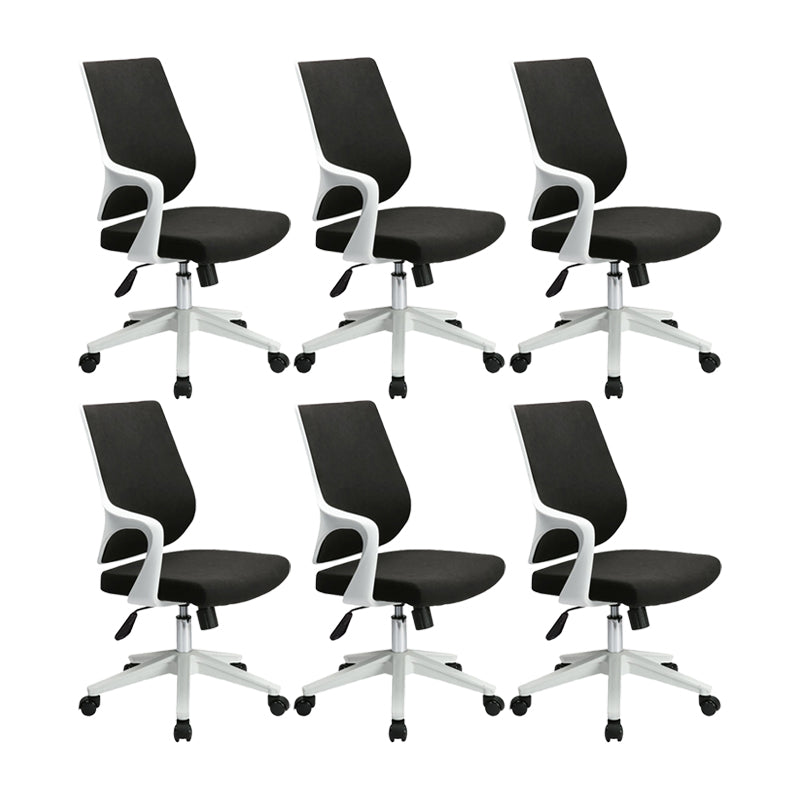 Modern Desk Chair Mesh Computer Chair Mid-Back Conference Chair White-Black 6 Piece Set Clearhalo 'furn' 'furn_office_chair' 'Furniture' 'Office Chairs' 'Office Furniture' 'office_chair' 6301070