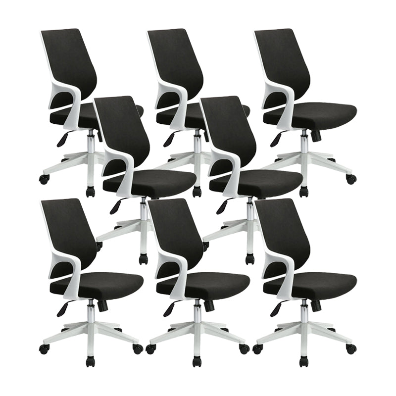 Modern Desk Chair Mesh Computer Chair Mid-Back Conference Chair White-Black 8 Piece Set Clearhalo 'furn' 'furn_office_chair' 'Furniture' 'Office Chairs' 'Office Furniture' 'office_chair' 6301071
