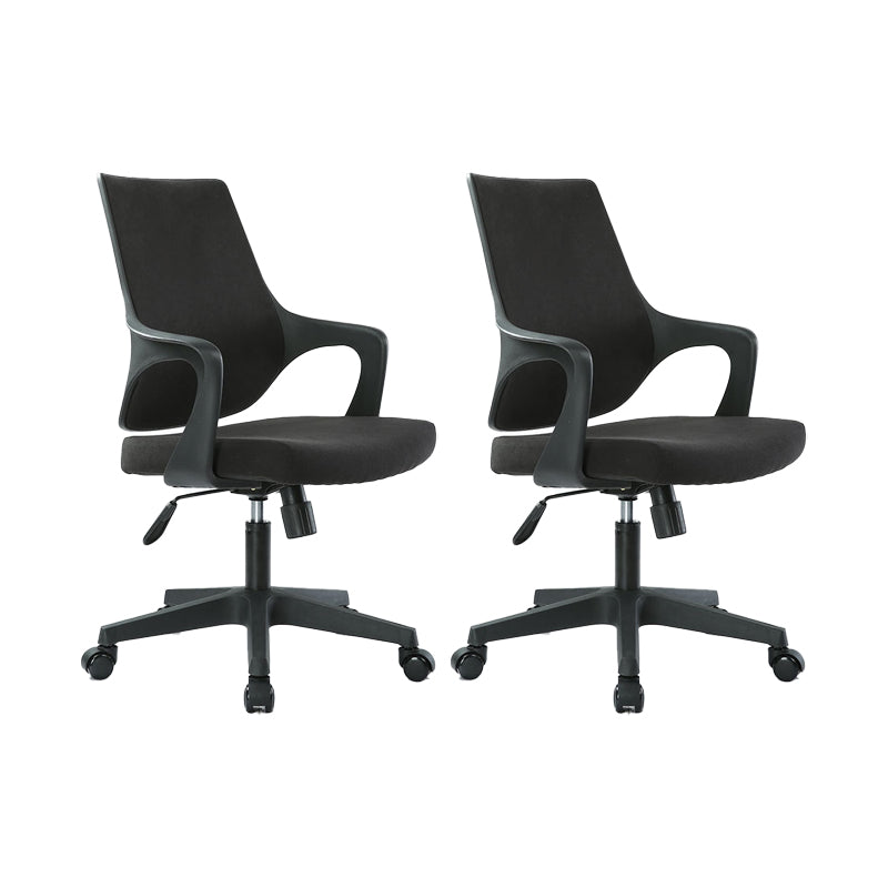 Modern Desk Chair Mesh Computer Chair Mid-Back Conference Chair Black 2 Piece Set Clearhalo 'furn' 'furn_office_chair' 'Furniture' 'Office Chairs' 'Office Furniture' 'office_chair' 6301074