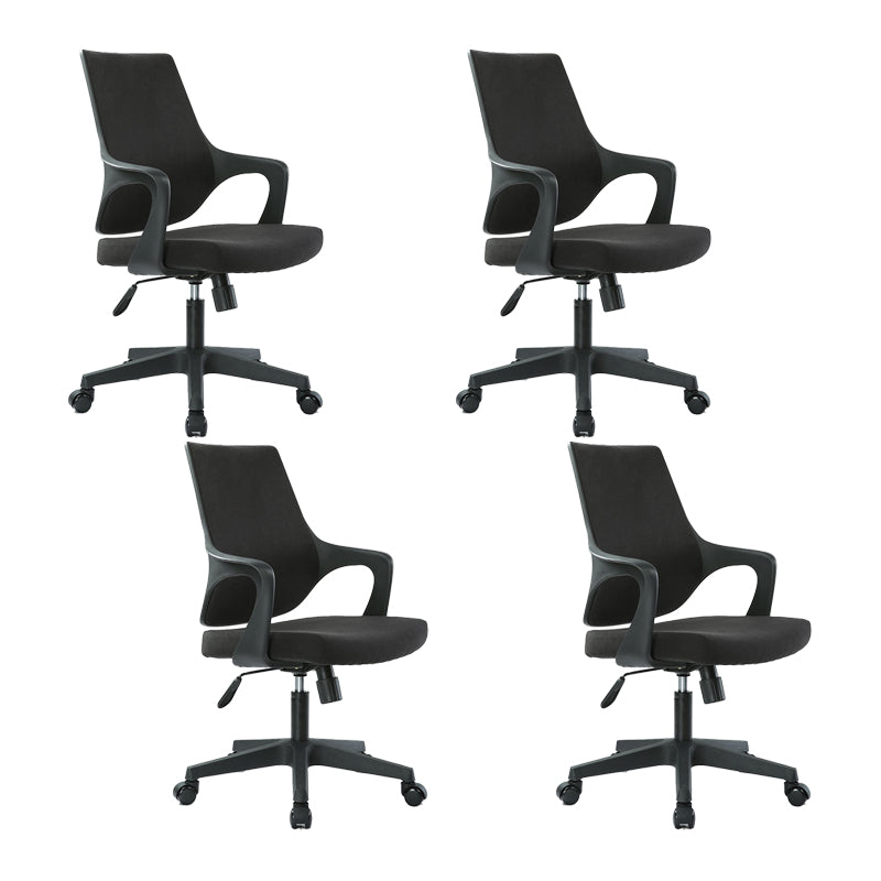 Modern Desk Chair Mesh Computer Chair Mid-Back Conference Chair Black 4 Piece Set Clearhalo 'furn' 'furn_office_chair' 'Furniture' 'Office Chairs' 'Office Furniture' 'office_chair' 6301077