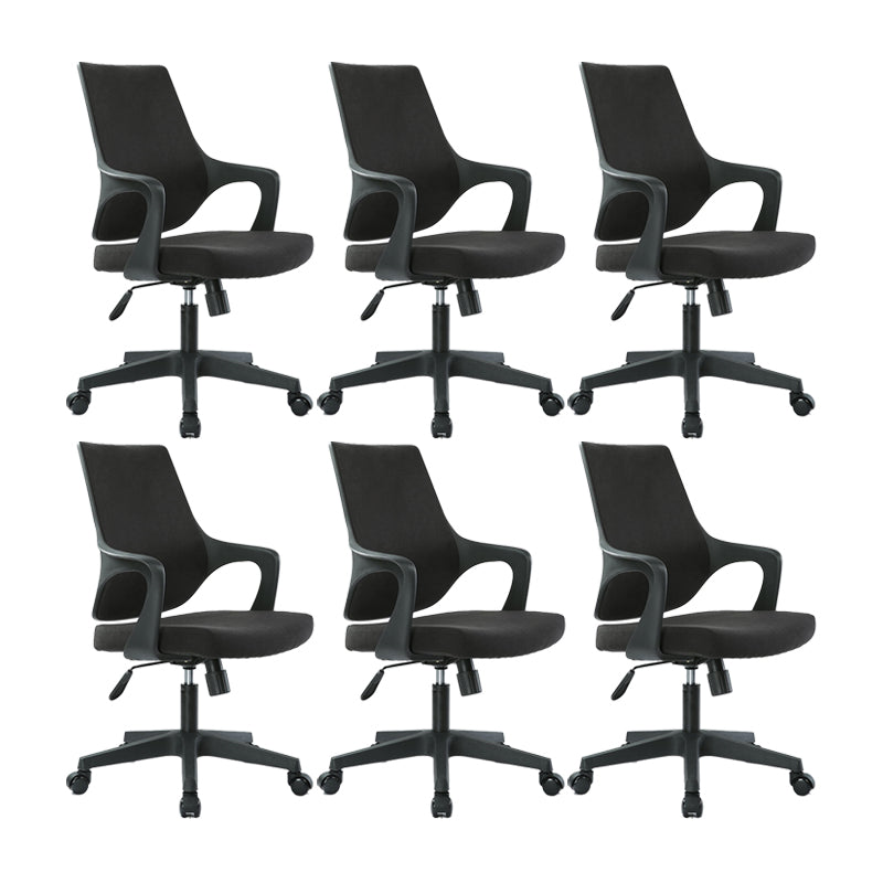 Modern Desk Chair Mesh Computer Chair Mid-Back Conference Chair Black 6 Piece Set Clearhalo 'furn' 'furn_office_chair' 'Furniture' 'Office Chairs' 'Office Furniture' 'office_chair' 6301079