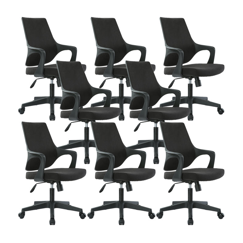 Modern Desk Chair Mesh Computer Chair Mid-Back Conference Chair Black 8 Piece Set Clearhalo 'furn' 'furn_office_chair' 'Furniture' 'Office Chairs' 'Office Furniture' 'office_chair' 6301080