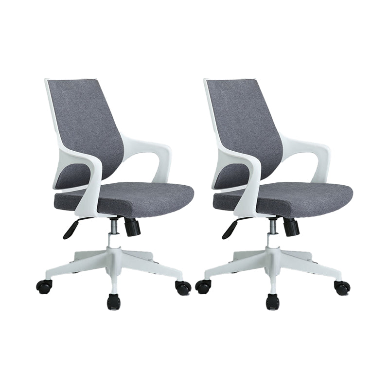 Modern Desk Chair Mesh Computer Chair Mid-Back Conference Chair White-Gray 2 Piece Set Clearhalo 'furn' 'furn_office_chair' 'Furniture' 'Office Chairs' 'Office Furniture' 'office_chair' 6301083