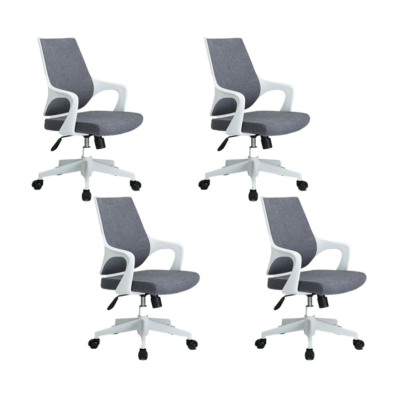 Modern Desk Chair Mesh Computer Chair Mid-Back Conference Chair White-Gray 4 Piece Set Clearhalo 'furn' 'furn_office_chair' 'Furniture' 'Office Chairs' 'Office Furniture' 'office_chair' 6301084