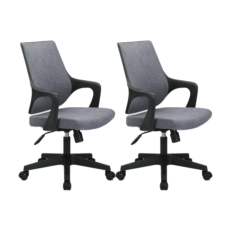 Modern Desk Chair Mesh Computer Chair Mid-Back Conference Chair Black-Gray 2 Piece Set Clearhalo 'furn' 'furn_office_chair' 'Furniture' 'Office Chairs' 'Office Furniture' 'office_chair' 6301087
