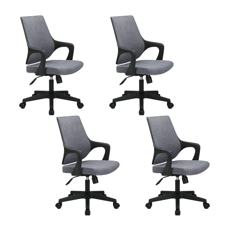 Modern Desk Chair Mesh Computer Chair Mid-Back Conference Chair Black-Gray 4 Piece Set Clearhalo 'furn' 'furn_office_chair' 'Furniture' 'Office Chairs' 'Office Furniture' 'office_chair' 6301088