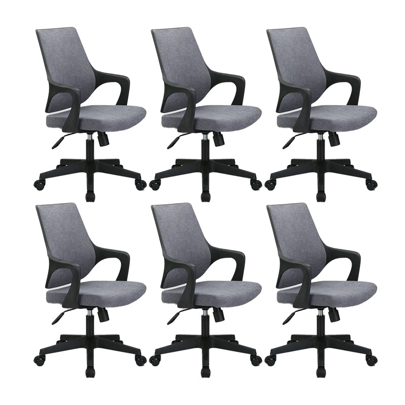 Modern Desk Chair Mesh Computer Chair Mid-Back Conference Chair Black-Gray 6 Piece Set Clearhalo 'furn' 'furn_office_chair' 'Furniture' 'Office Chairs' 'Office Furniture' 'office_chair' 6301089