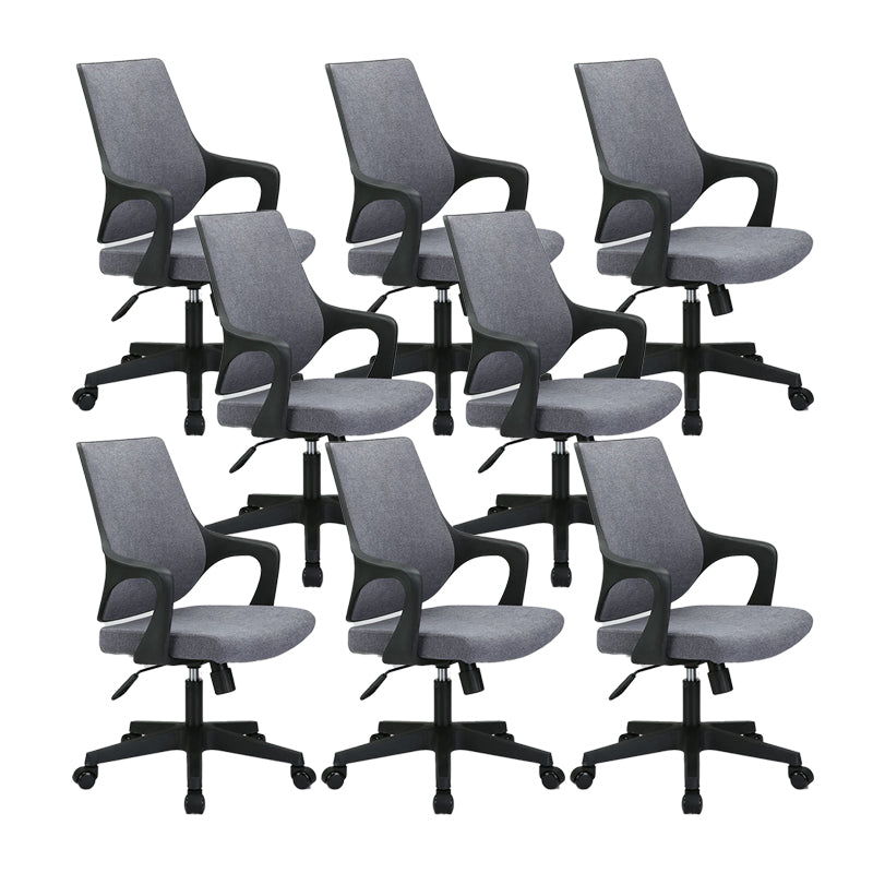 Modern Desk Chair Mesh Computer Chair Mid-Back Conference Chair Black-Gray 8 Piece Set Clearhalo 'furn' 'furn_office_chair' 'Furniture' 'Office Chairs' 'Office Furniture' 'office_chair' 6301090